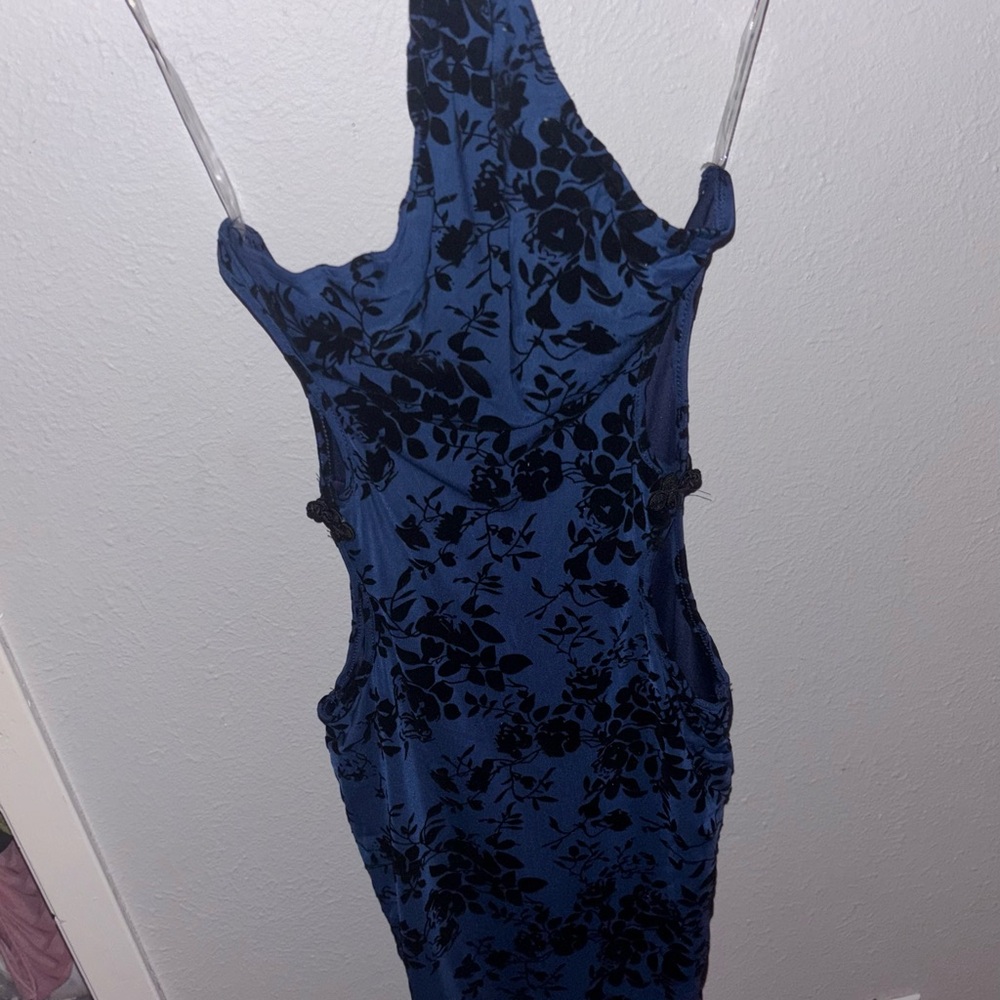 Elegant Blue Floral Women's Dress